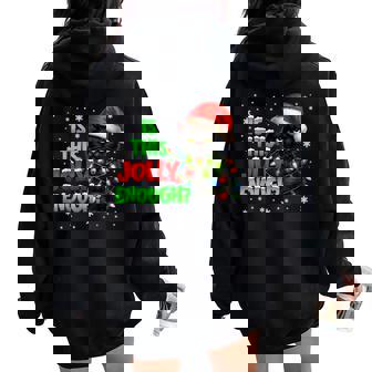 Is This Jolly Enough Black Cat Pjs Christmas Xmas Women Women Oversized Hoodie Back Print - Thegiftio