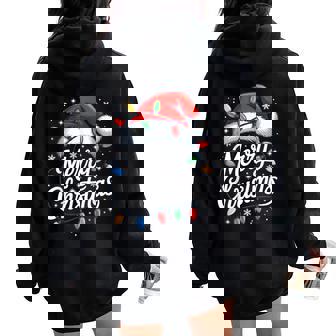 Merry Christmas Lights Red Santa Hat Xmas Family Women Women Oversized Hoodie Back Print | Seseable UK