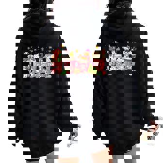 Pink Christmas Coffee Xmas Gingerbread Man Cookie Coffee Women Oversized Hoodie Back Print - Thegiftio