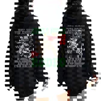 Retro Jingle Horse Rodeo Christmas Western Cowboy Women Oversized Hoodie Back Print - Thegiftio