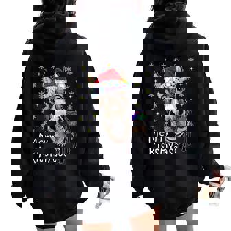 Retro Merry Christmas Light Merry Kissmyass Donkey Women Oversized Hoodie Back Print | Seseable CA