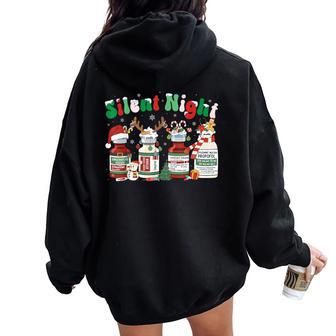 Retro Silent Night Icu Nurse Propofol Christmas Women Women Oversized Hoodie Back Print - Thegiftio UK