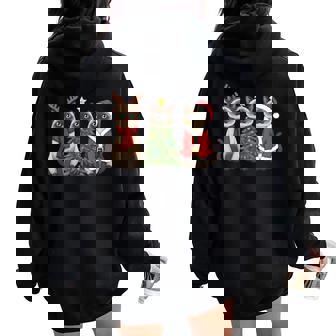 Santa Cat Christmas Siamese Cat Mom Cat Lover Xmas Pajama Women Oversized Hoodie Back Print | Seseable FR