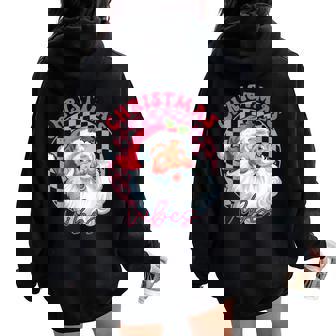 Vintage Retro Pink Santa Christmas Vibes Groovy Pink Santa Women Oversized Hoodie Back Print | Mazezy