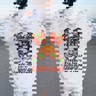 Little Miss Candy Cane Women Messy Bun Christmas Women Oversized Hoodie Back Print | Seseable CA