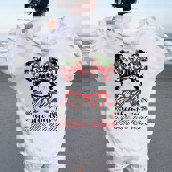 Messy Bun Little Miss Candy Cane Christmas Girls Toddlers Women Oversized Hoodie Back Print | Seseable CA