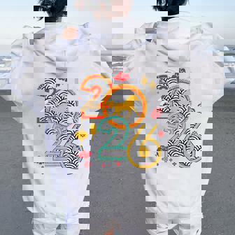 2026 Year Of The Horse Chinese New Year Lunar Zodiac Retro Women Oversized Hoodie Back Print | Mazezy