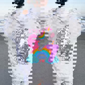 I Was 6 Now I'm 7 Unicorn 7Th Birthday Girl Party Women Oversized Hoodie Back Print - Thegiftio