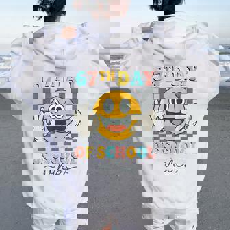 67Th Day Of School Vibes 67 Meme Cute Smile Face Teacher Women Oversized Hoodie Back Print | Mazezy