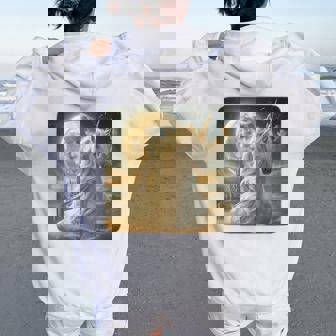 Adult Unicorn Moon Night Graphic Vintage Galaxy Women Oversized Hoodie Back Print - Thegiftio