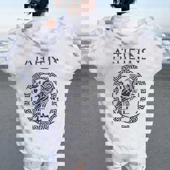 Athens Ancient Greece Athenian Owl Women Oversized Hoodie Back Print | Mazezy