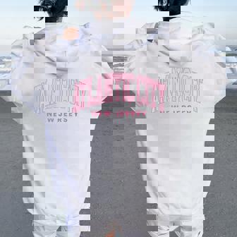 Atlantic City New Jersey Retro Preppy Throwback Girls Women Oversized Hoodie Back Print | Mazezy