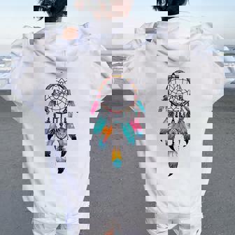 Attrape-Rêves Avec Plumes Indiens D'amérique Dreamcatcher Sweat à capuche oversize pour femme avec imprimé dans le dos - Cadeauxyz