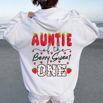 Auntie Of The Berry Sweet One Strawberry Aunt Women Oversized Hoodie Back Print - Thegiftio UK