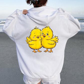Baby Chicken Chick Farmer Farm Girl Women Oversized Hoodie Back Print - Thegiftio UK