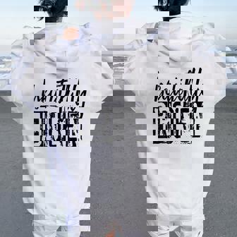 Beautifully-Broken Distressed Meme Christian Quote Women Oversized Hoodie Back Print | Mazezy