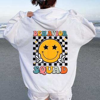 Behavior Squad Specialist Analyst Behavior Teacher Retro Women Oversized Hoodie Back Print - Thegiftio UK