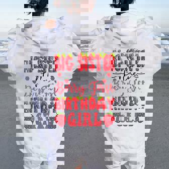 Big Sister Of The Berry First Birthday Girl Strawberry Lover Women Oversized Hoodie Back Print | Seseable FR