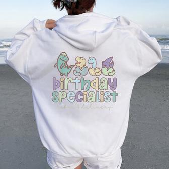 Birthday Specialist Dinosaurs Labor And Delivery Nurse Women Oversized Hoodie Back Print - Thegiftio UK