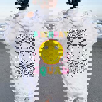 Birthday Squad Groovy Matching Family Birthday Squad Women Oversized Hoodie Back Print | Seseable FR