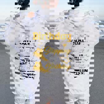 Birthday Squad Shoes Stepping With The Birthday Queen Party Women Oversized Hoodie Back Print | Mazezy