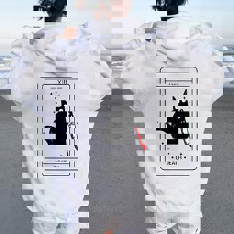 Black Cat Death Tarot Cat Lover Halloween Mens Women Oversized Hoodie Back Print | Seseable CA