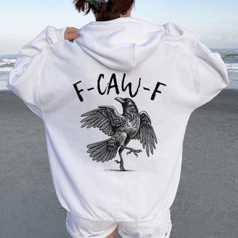 Black Crow F-Caw-F Black Bird Women Oversized Hoodie Back Print - Thegiftio UK