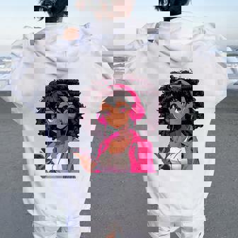 Black Girl Anime Music Headphones Women Oversized Hoodie Back Print - Thegiftio