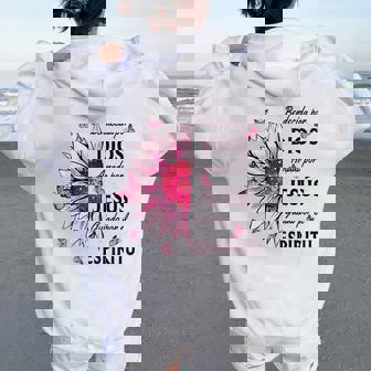 Blessed By God Loved By Jesus Pink Sunflower In Spanish Women Oversized Hoodie Back Print | Seseable FR