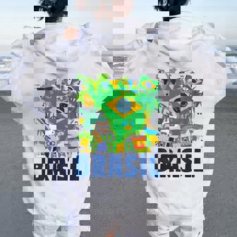 Brasil Flag Outfit Idea For Brazil & Brazilian Flag Women Oversized Hoodie Back Print | Mazezy