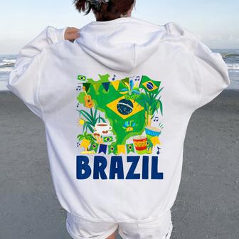 Brazil Flag Outfit Idea For Brasil & Brazilian Flag Women Oversized Hoodie Back Print - Thegiftio UK