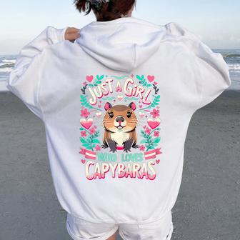 Capybara Just A Girl Who Loves Capybaras Women Oversized Hoodie Back Print - Thegiftio UK
