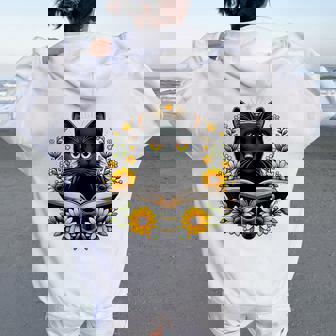 Cat For Book Lover Cute Cat And Book Women Oversized Hoodie Back Print - Thegiftio