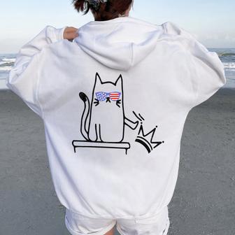 Cat No Kings In America Political Cat Lady Women Oversized Hoodie Back Print - Thegiftio UK