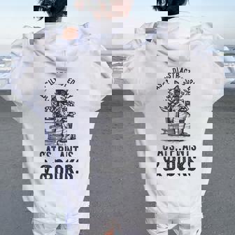 Cats Plants And Books Plant Lover Gardening Women Oversized Hoodie Back Print - Thegiftio