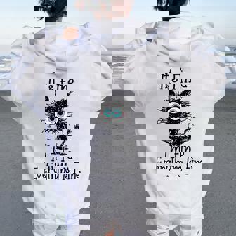 C'est Bon Jeais Bien Touta Bien Drôle De Chat Sweat à capuche oversize pour femme avec imprimé dans le dos - Cadeauxyz