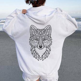 Coloriage Renard Mandala À Colorieroi-Même Sweat à capuche oversize pour femme avec imprimé dans le dos - Cadeauxyz