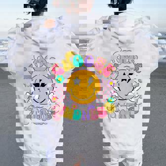 Cute Choose Kindness Groovy Smile Face Inspirational Be Kind Women Oversized Hoodie Back Print | Mazezy