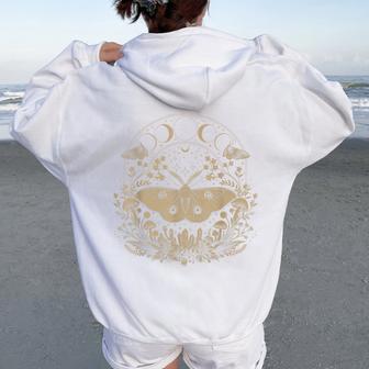 Cute Fairycore Moth Therian Aesthetic Floral For Girls Women Women Oversized Hoodie Back Print - Thegiftio UK