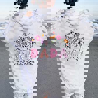 Dada Of The Little Wildflower Pink Floral Birthday Girl Women Oversized Hoodie Back Print | Seseable CA