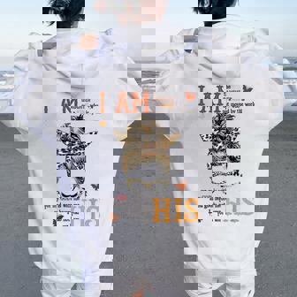 I Am The Daughter Of King Leopard Messy Bun Christian Women Women Oversized Hoodie Back Print - Thegiftio