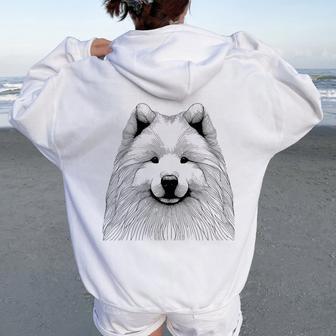 Dog Fingerprint Samoyed Dad Mom For Women Women Oversized Hoodie Back Print - Thegiftio UK