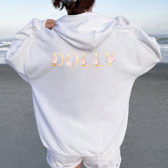 Dolly First Name Western Floral Dolly Girl Women Oversized Hoodie Back Print - Thegiftio UK