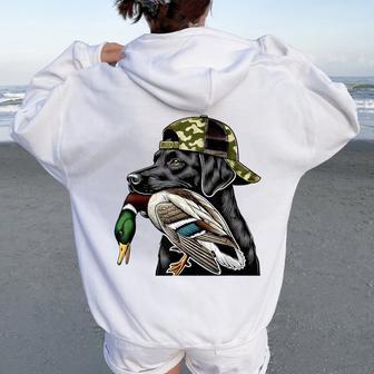 Duck Hunting Black Lab Mallard Retriever Local Southern Boy Women Oversized Hoodie Back Print - Thegiftio UK