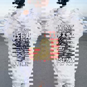 My Favorite Veteran Is My Mom Patriotic Veterans Day Women Oversized Hoodie Back Print | Mazezy