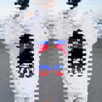 Fille Haïtienne Drapeau Haïtien Fière Haïtienne Sweat à capuche oversize pour femme avec imprimé dans le dos - Cadeauxyz