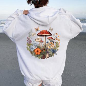 Flower Botanical Butterflies Mushroom Vintage Women Oversized Hoodie Back Print - Thegiftio UK
