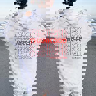 Christian Thank God Thank You Bag Women Oversized Hoodie Back Print | Mazezy