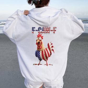 F-Caw-F Chicken Usa Flag Fcawf American Chicken Women Oversized Hoodie Back Print - Thegiftio UK