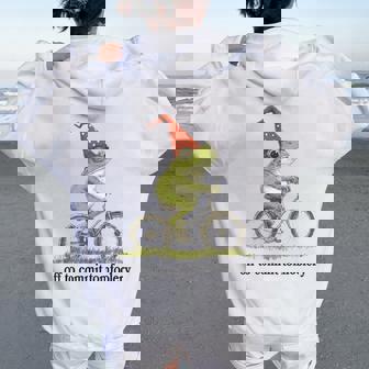 Frog Meme Off To Commit Tomfoolery Sarcastic Women Oversized Hoodie Back Print | Mazezy